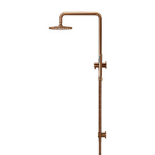 Round 200mm Twin shower with Square Gooseneck & Single Function Hand Shower